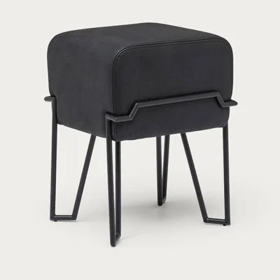 Bombinate.com Black Leather Bokk - The Small Stool that Strikes Gold