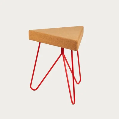 Bombinate.com Light Cork and Red Legs Três Stool/Table