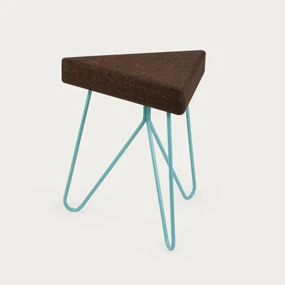 Bombinate.com Expanded Cork and Blue Legs Três Stool/Table