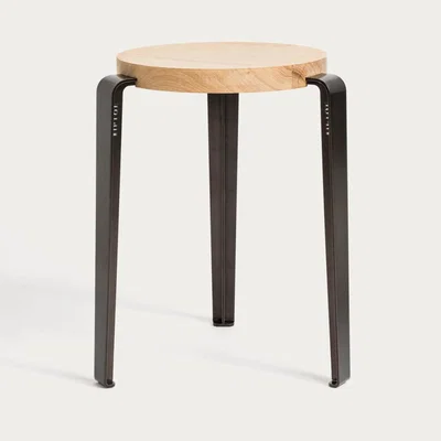 Bombinate.com Oak/Dark Steel Lou Stool