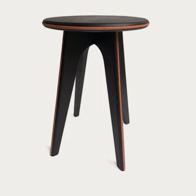 Bombinate.com Black Stained Ash Stool - Leather Outline
