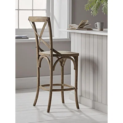 Cox and Cox Weathered Oak Cross Back Counter Stool
