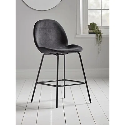 Cox and Cox Vida Velvet Counter Stool - Charcoal