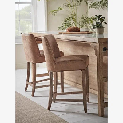 Cox and Cox Two Leather Counter Stools