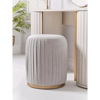 Cox and Cox Pleated Velvet Stool - Soft Grey