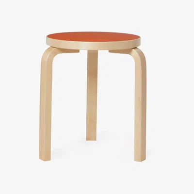The Conran Shop Exclusive Stool 60 in Orange Blast Linoleum & Natural Lacquered Birch