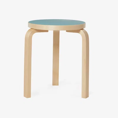 The Conran Shop Exclusive Stool 60 in Aquavert Linoleum & Natural Lacquered Birch