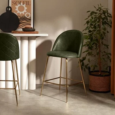 Cult Furniture £40  Off   Heather Kitchen Stool, Vintage Green Leg Colour: Chrome