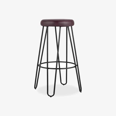 Cult Furniture £30  Off   Hairpin Metal Kitchen Stool, Black Seat Colour: Red Seat