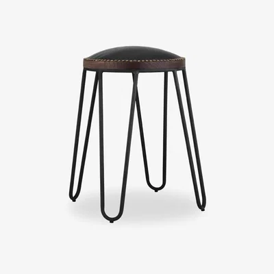Cult Furniture £30  Off   Hairpin Low Stool, Black Studded Seat Leg Colour: Black