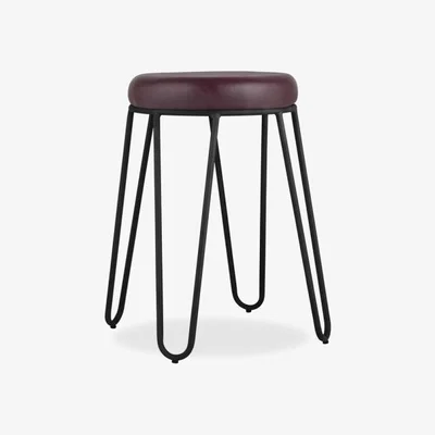 Cult Furniture £20  Off   Hairpin Low Stool, Black Seat Colour: Red Seat