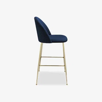 Cult Furniture £30  Off  Nova Kitchen Stool, Royal Blue Sustainable Velvet Leg Colour: Brass