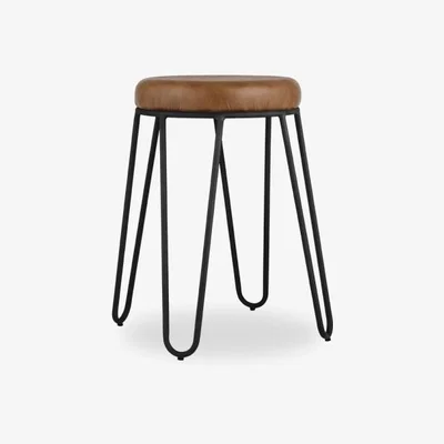 Cult Furniture Hairpin Low Stool, Black Seat Colour: Tan Seat