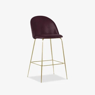 Cult Furniture £10  Off   Heather Kitchen Stool, Dark Red Leg Colour: Brass