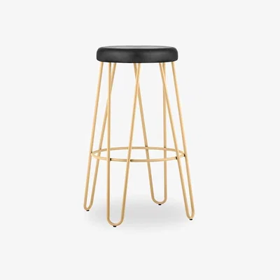 Cult Furniture £10  Off   Hairpin Metal Kitchen Stool, Brass Seat Colour: Black Seat
