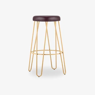 Cult Furniture £10  Off   Hairpin Metal Kitchen Stool, Brass Seat Colour: Red Seat