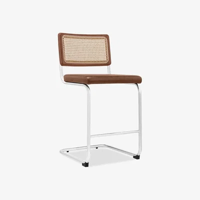 Cult Furniture £20 Off Kenton Kitchen Stool, Vintage Tan & Chrome