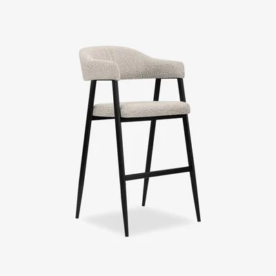 Cult Furniture £10  Off  Presley Kitchen Stool, Speckled Stone Sustainable Boucle