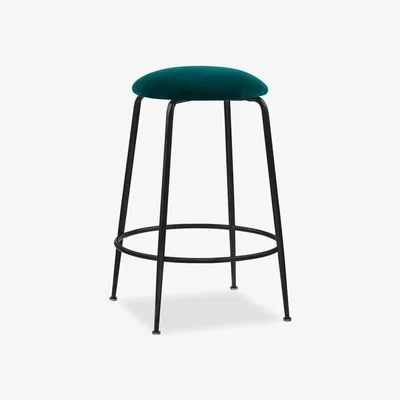 Cult Furniture £44 Off Regent Kitchen Stool, Teal Sustainable Velvet & Black