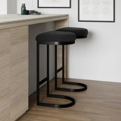 Cult Furniture Matteo Kitchen Stool, Black Velvet Leg Colour: Black