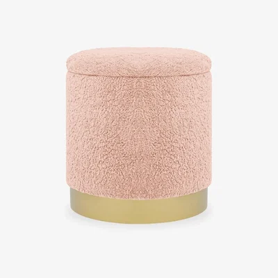 Cult Furniture Marie Storage Pouffe, Pink Boucle Leg Colour: Brass