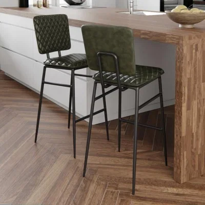 Cult Furniture Elgin Metal Kitchen Stool, Green