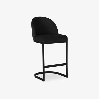 Cult Furniture £20  Off  Matteo Kitchen Stool with Backrest, Black Velvet Leg Colour: Black
