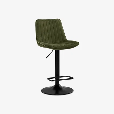 Cult Furniture Barker Adjustable Stool, Olive Green Sustainable Velvet