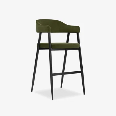 Cult Furniture Presley Kitchen Stool, Olive Green Sustainable Velvet