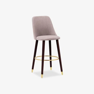 Cult Furniture £50  Off   Primrose Kitchen Stool, Dusky Pink Leg Style: Walnut Legs with Gold Tips