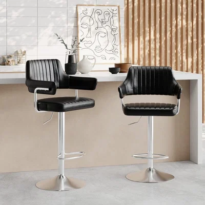 Cult Furniture Mindy Adjustable Stool, Vintage Black & Chrome