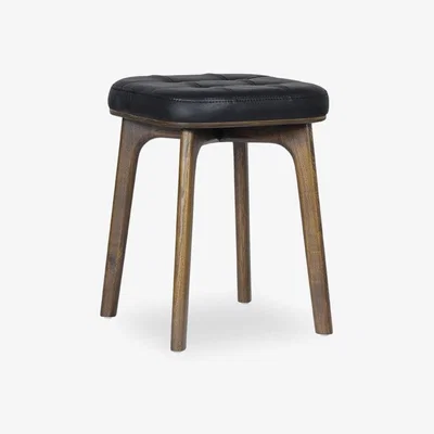 Cult Furniture Winchester Low Stool, Vintage Black & Walnut