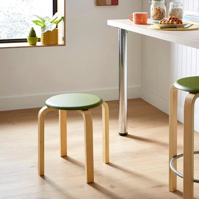 Dunelm Elements Freja Stool, Wood Moss Green