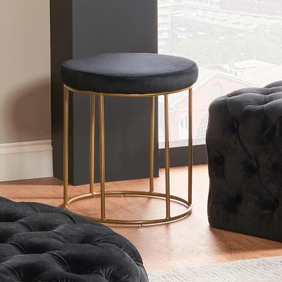 Dunelm Verena Velvet Stool Black