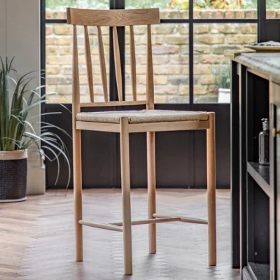 Dunelm Return - Elda Set of 2 Bar Stools, Oak