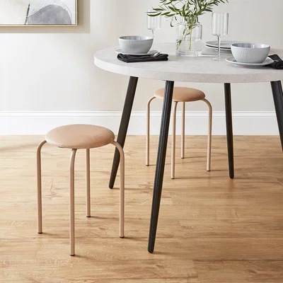 Dunelm Verity Stacking Stool, Steel Velvet Mink