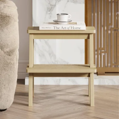 Dunelm Return - Addie Stool, Grey Wash Solid Birch