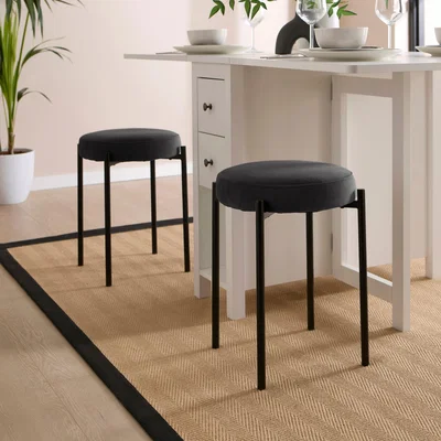Dunelm Josie Stacking Stool, Velvet Black