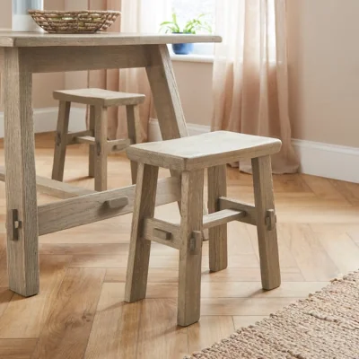 Dunelm Enola Low Stool, Rustic Oak