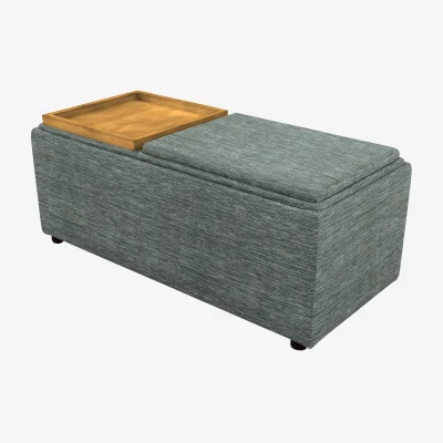 Furniture Village G Plan - Fabric Storage Bench Tray Stool - Waffle Marine