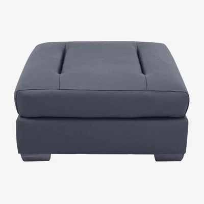 Furniture Village Xavier HW Leather Stool - Ocean Blue