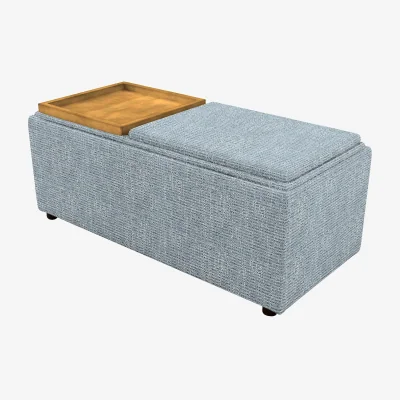 Furniture Village G Plan - Fabric Storage Bench Tray Stool - Libby Sky
