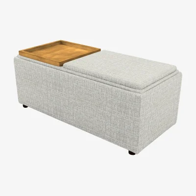 Furniture Village G Plan - Fabric Storage Bench Tray Stool - Waffle Taupe