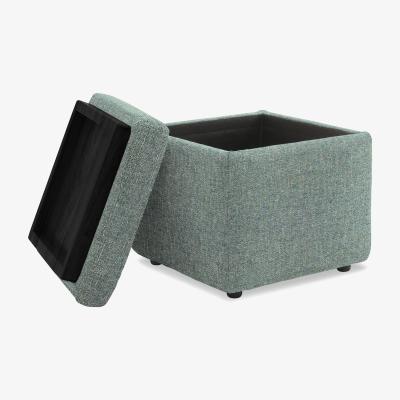 Furniture Village G Plan - Arlo Fabric Storage Cube Tray Stool - Dapple Kingfisher