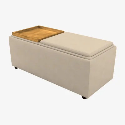 Furniture Village G Plan - Fabric Storage Bench Tray Stool - Stingray Linen