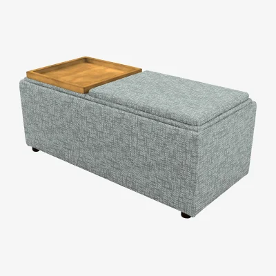Furniture Village G Plan - Fabric Storage Bench Tray Stool - Remco Light Grey