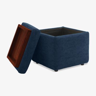 Furniture Village G Plan - Arlo Fabric Storage Cube Tray Stool - Stingray Indigo