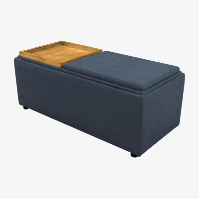 Furniture Village G Plan - Fabric Storage Bench Tray Stool - Stingray Indigo