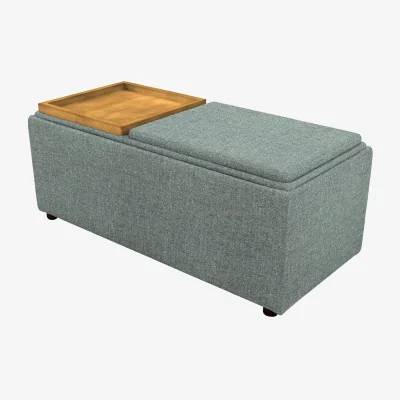 Furniture Village G Plan - Fabric Storage Bench Tray Stool - Dapple Kingfisher