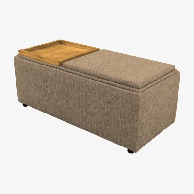 Furniture Village G Plan - Fabric Storage Bench Tray Stool - Boucle Cocoa